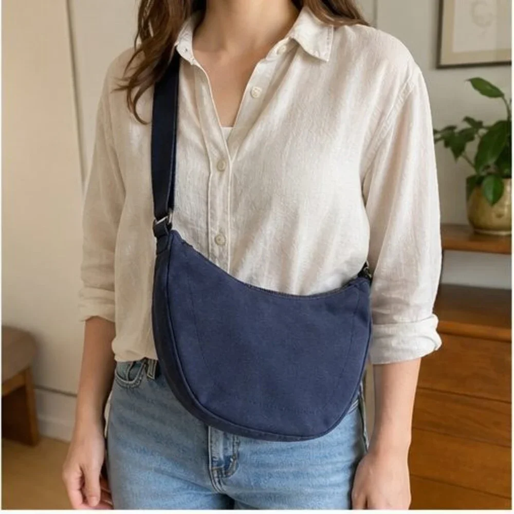 Navy Canvas Crossbody Bag
